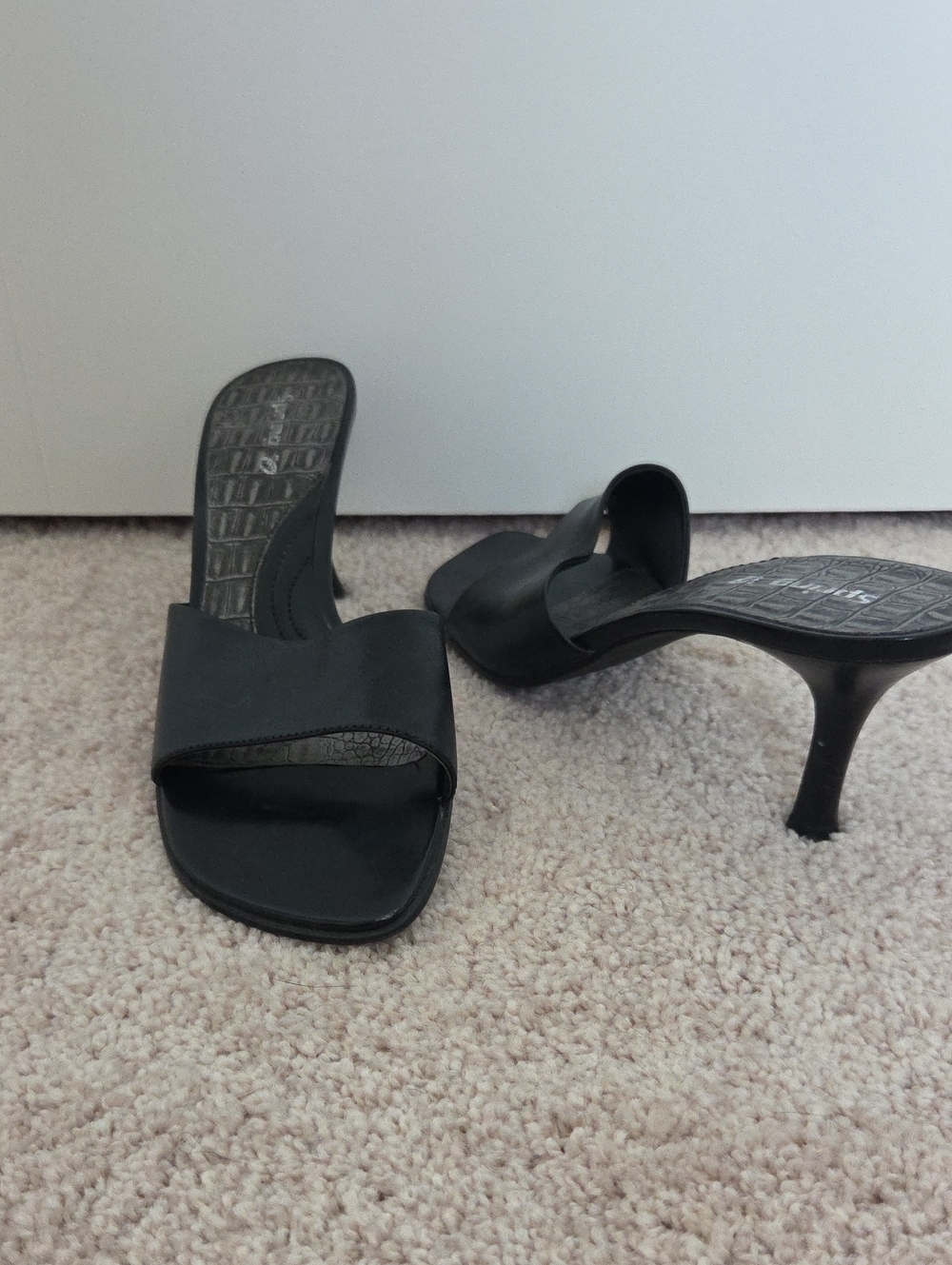 Spring Black Slide Heel Sandals